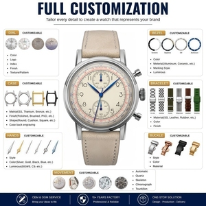 Reloj OEM con Logotipo Personalizado, Reloj de Cuarzo Clásico con Cronógrafo VK61 Japonés, Correa de Cuero Vacuno, Relojes de Cuarzo Vintage para Hombre - Product Image 2