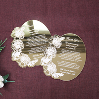 Carte de remerciement de luxe en acrylique doré effet miroir, texte et forme personnalisables, épaisseur 1 mm / 2 mm, pour décorations et cadeaux de mariage