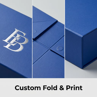 Boîte cadeau magnétique pliable bleu marine avec logo personnalisé, emballage plat durable pour la vente au détail en boutique et l'expédition mondiale