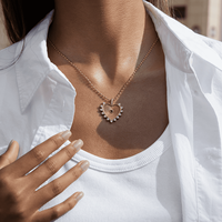 Romantique Rouge Zircon Coeur Pendentif Collier 18K Plaqué Or En Acier Inoxydable Bijoux Classique Lien Chaîne Pendentif pour Femmes Cadeau