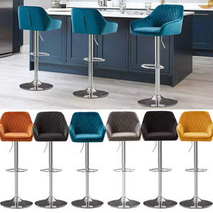 Tabourets de bar contemporains en velours, chaises de comptoir en cuir synthétique pour salle à manger, bar à domicile, hôtels - Meubles de cuisine design - Product Image 6