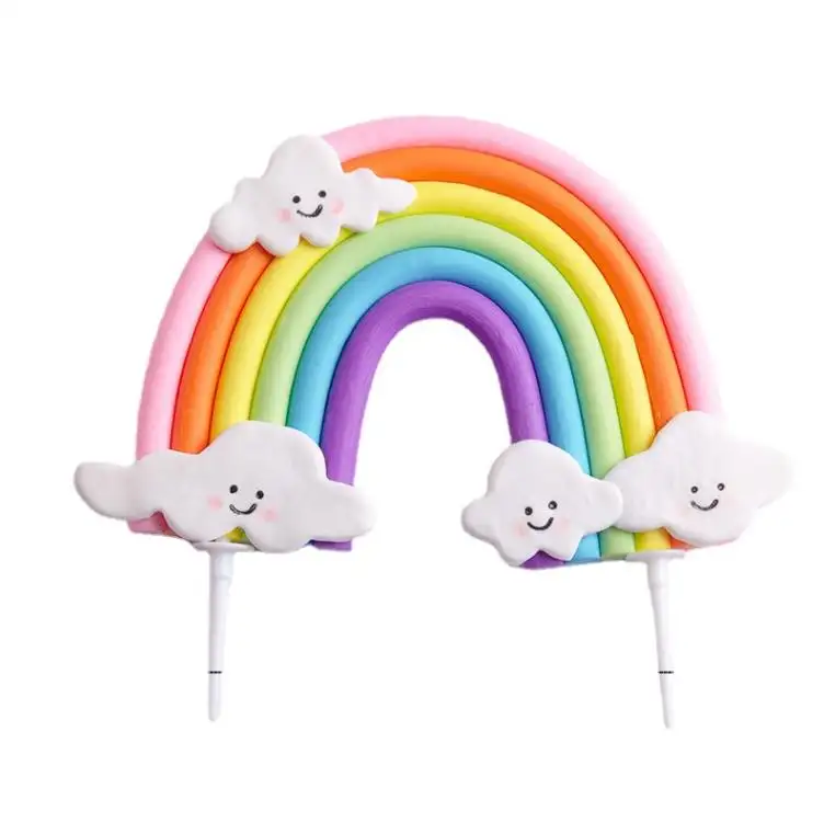 Groot Formaat Regenboog Wolk Taart Topper Zacht Aardewerk Cupcake Topper Voor Jongens Meisjes Verjaardagsfeestje Taart Decoraties Benodigdheden