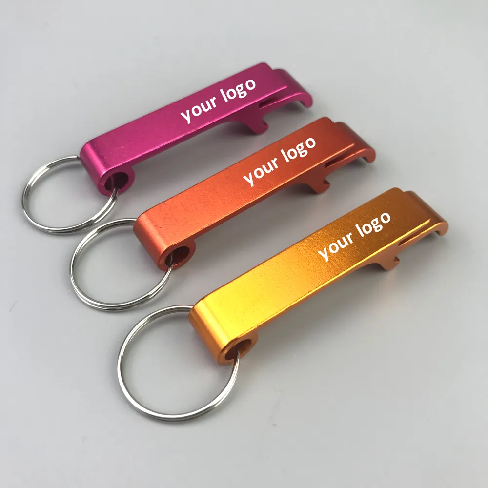 Porte-clés personnalisé en métal aluminium bière ouvre-bouteille avec votre logo