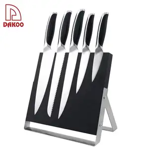 黑色ABS锻造手柄6件套带磁性木块厨师面包实用刀