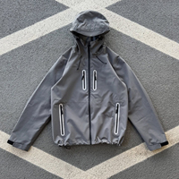 Vestes en nylon gris sur mesure, coupe-vent, imperméables, à fermeture éclair, pull-over, vestes coupe-vent en nylon sur mesure pour hommes