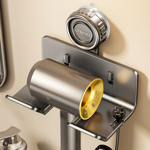 Support mural pour sèche-cheveux à ventouse Lteng, gris, design moderne, gain de place, rangement de salle de bain, unité simple - Product Image 4