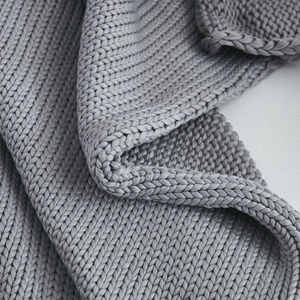 Mantas gruesas y suaves de bambú de alta calidad, mantas de algodón de tamaño doble, manta ponderada de punto grueso para adultos - Product Image 5