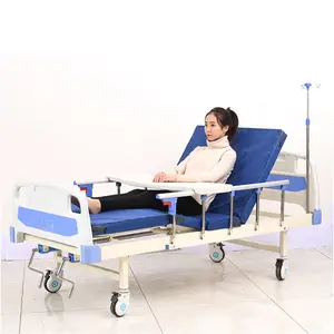 Factory Price Medical Hospital Furniture ABS TWO Crank Manual Hospital Patient Bed With Guardrail