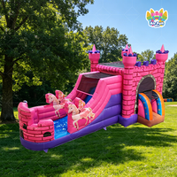 Château gonflable rose Princesse avec toboggan, structure de jeu gonflable en PVC pour intérieur et extérieur