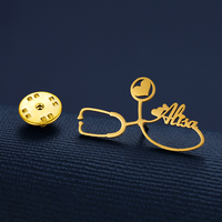 Broche de logo personnalisée en acier inoxydable avec nom broche en métal épingle de sécurité de styliste pour hommes et femmes bijoux personnalisés