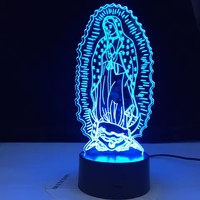 Série chrétienne 3D lampe croix jésus Bible veilleuse acrylique plaque tactile télécommande lampe Base décor à la maison cadeaux de vacances pour un ami