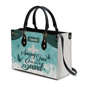 Amazing Grace Leather Bag Custom Name Dandelion Handbag Christian Gift For Women Elegant Multifunctional Shoulder Bags Drop Ship