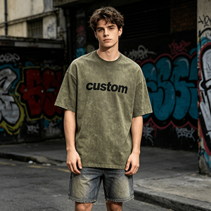 เสื้อยืดโอเวอร์ไซส์ผู้ชายสไตล์วินเทจ ลุคย้อนยุค พิมพ์ลายตัวอักษร สตรีทแวร์ลำลอง คอกลม แขนสั้น ผ้าฝ้าย - Product Image 2