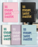 A5 Budget Planner Book 100 Envelope Savings Challenge Budget Binder PU Notebook Wallet Cash Book to Save