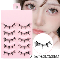 5 paires de faux cils Manga Devil en vison synthétique, cils en bande effet vison, bande en coton, cils postiches pour le maquillage