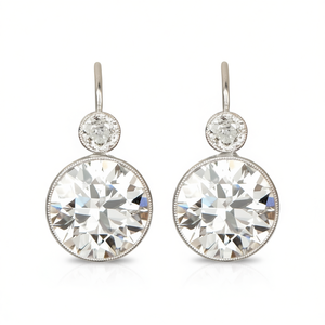 Orecchini in Oro Bianco con Diamanti Taglio Brillante Rotondo Colore D Naturali Classici Gioielli da Sposa per Donna - Product Image 1