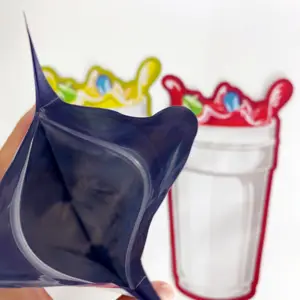 Impresión digital personalizada Troquelado Irregular Forma especial A prueba de niños Plástico Ziplock Mylar Paquetes 3,5g Bolsas