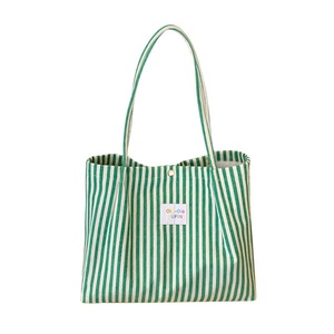 Cotton Striped Tote <b>Bag</b> Open Top Large Capacity Minimalist Shopping <b>Bag</b> Wholesale - Product Image 1