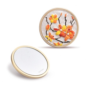 Ventes chaudes, miroir de maquillage portable miniature en métal doré avec logo personnalisé - Product Image 2