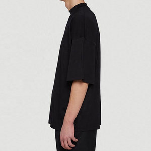 Camiseta Negra Casual de Hombro Caído al por Mayor, Estilo Urbano, Personalizada, Lisa, Oversize, Unisex, de Algodón de Alto Gramaje, Camiseta Básica - Product Image 4