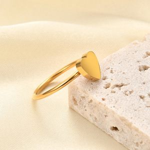 Smooth Heart <b>Ring</b> 7mm Steel Gold Unisex Jewelry Gift <b>Plain</b> Geometric Shape - Product Image 3
