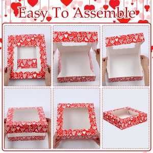 Cajas para Galletas del Día de San Valentín con Ventana en Forma de Corazón, Contenedor para Postres de Panadería, Caja para Pasteles con Apertura Automática para Fresas y Donuts - Product Image 6