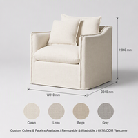 Housse de chaise longue en lin, amovible et lavable, avec ourlet à revers, pour fauteuil moderne et organique de salon, personnalisable OEM ODM
