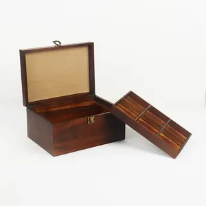 FS C BSCI Solid Wood Tea Box Detachable Divider Gift Box