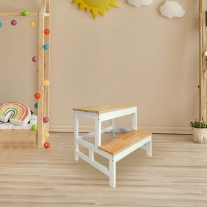 Fabbricazione professionale Custom Home Kid pieghevole Aiuti in cucina 2 in 1 passo sgabello per l'apprendimento di quattro passi in legno per bambini sgabello - Product Image 4