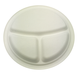 Plateau écologique pour plantes de bagasse de 10 pouces, 3 compartiments séparés, plateau rond, <span class=keywords><strong>assiette</strong></span> alimentaire biodégradable <span class=keywords><strong>jetable</strong></span> - Product Image 4