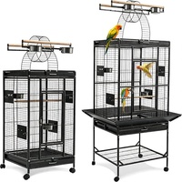 Cage à oiseaux MBOX 155x46x46cm à 3 niveaux avec plateau amovible à roulettes 360° et 4 bols en acier inoxydable pour calopsites et oiseaux moyens/grands