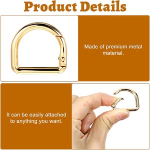 D Rings For Purse Pcs D Ring Spring Key Hooks Silver And <b>Gold</b> Metal Keyring Clip For DIY Crafts Keychain Belt <b>Backpacks</b> Handbag - Product Image 3