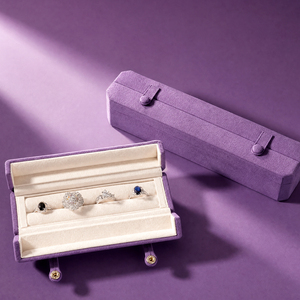 Zebopak Purple Suede Clasp Jewellery <b>Box</b> Set with <b>Necklace</b> Pendant Ring Christmas <b>Gift</b> Collection Manufacturer - Product Image 2