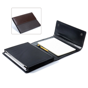 Carpeta de archivos plegable de cuero PU portátil, maletín para hombres y mujeres, bolsa de documentos elegante informal para almacenamiento de libros de texto - Product Image 1