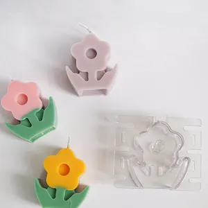 Molde de plástico para presente diy, artesanato puro, molde pequeno flor, vela, reutilizável, forma de vela de plástico, flor pequena, B-4026