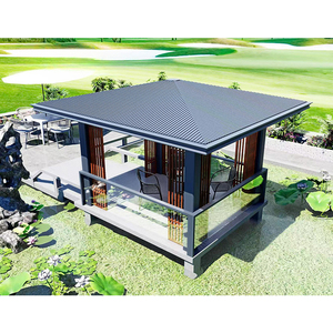 Nuevo pabellón de aluminio de estilo chino, patio de villa artística, paisajismo exterior, ocio, protección solar y contra la lluvia - Product Image 1