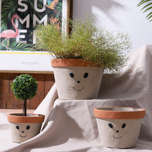 P186 maceta <span class=keywords><strong>de</strong></span> hormigón <span class=keywords><strong>de</strong></span> cemento <span class=keywords><strong>de</strong></span> estilo nórdico <span class=keywords><strong>con</strong></span> <span class=keywords><strong>forma</strong></span> <span class=keywords><strong>de</strong></span> cilindro redondo <span class=keywords><strong>de</strong></span> <span class=keywords><strong>cara</strong></span> sonriente <span class=keywords><strong>de</strong></span> dibujos animados <span class=keywords><strong>con</strong></span> platillo para decoración del hogar - Product Image 3