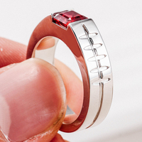 Anillos de Oro Blanco Sólido de 18K con Gemas Cultivadas en Laboratorio para Hombre, Anillos de Rubí, Joyería de Oro Sólido, Gemas de Rubí Cultivadas en Laboratorio, Anillos de Fiesta para Hombre