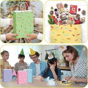 Sacs cadeaux en papier à thème beignets et glaces avec poignées pour anniversaire, mariage, Noël, fête prénatale - Product Image 5