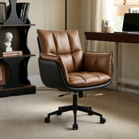 Chaise de bureau moderne en cuir PU, chaise de bureau pivotante rembourrée avec accoudoirs, chaise d'ordinateur réglable en hauteur pour le bureau à domicile