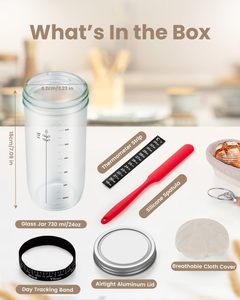 <b>Large</b> Capacity 5-Piece Eco-Friendly Baking Supplies Glass Fermentation Tank Sourdough Starter <b>Jar</b> Kit <b>Lids</b> Date Marking - Product Image 4