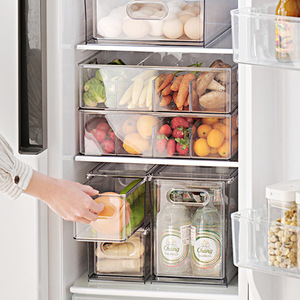 Utensil plastic stackable clear organizer drawer organizer bins for kitchen pantry shelf fridge organization