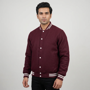 Veste universitaire de baseball personnalisée à prix abordable pour hommes, en laine, col montant, style Letterman, vente en gros pour l'hiver - Product Image 1