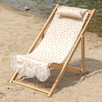 Chaise lune pliante en bois massif – Portable pour balcon, camping, parc et salon