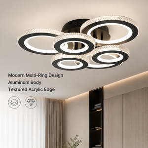 Plafonnier moderne en acrylique et aluminium à LED pour salon et chambre à coucher, tricolore, dimmable, 60W, CRI élevé, montage en surface - Product Image 2