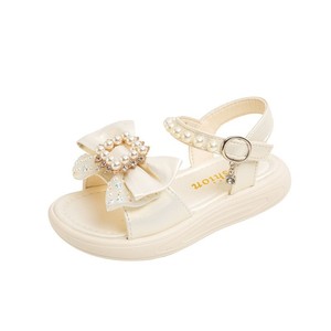 Sandales d'été pour filles, style princesse, à bout ouvert, ornées de perles et de strass, pour collégiennes, avec semelles épaisses, idéales pour les fêtes et la plage - Product Image 5