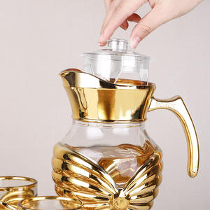 ชุดเหยือกน้ำแก้วเคลือบทองคำ ดีไซน์หรูหรา ทันสมัย เป็นมิตรกับสิ่งแวดล้อม เหมาะสำหรับตกแต่งบ้านและโรงแรม ชุดของขวัญขายส่ง - Product Image 6