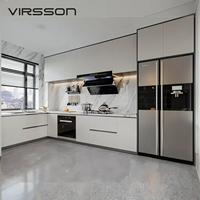 Ensemble de meubles de cuisine modulaires en bois et PVC, écologiques et modernes, avec robinet, pour appartement et usage commercial, fabrication chinoise, livraison en 48 heures