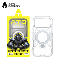 Étui de téléphone transparent antichoc ATB Armor Luxury avec béquille magnétique, chargement sans fil, étanche, en TPU+PC, anti-traces de doigts