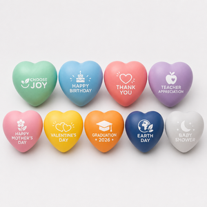 Custom Printed Foam Promotional Giveaway Heart Shaped Stress <b>Ball</b> For Company Event Employee Wellness Desk <b>Squeeze</b> Toy Gift - Product Image 3